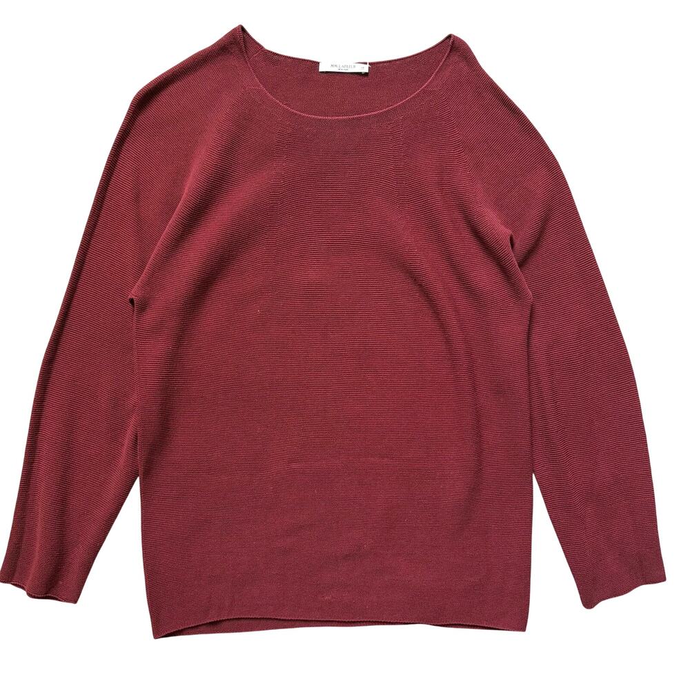 MM. Lafleur Linen Knit Top Sweater Size XS Burgundy Red Light Weight